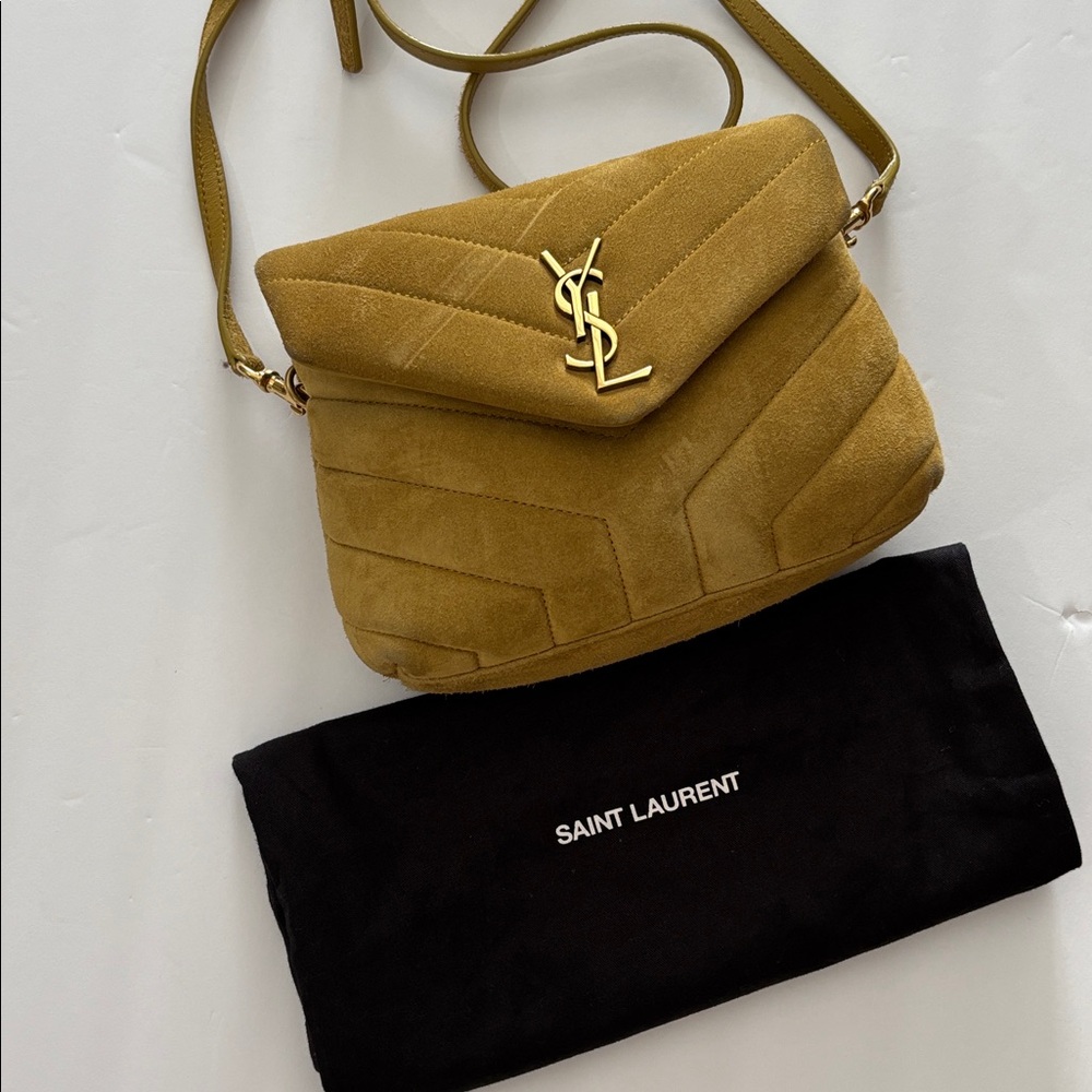 Yves Saint Laurent Mustard Suede Crossbody Bag